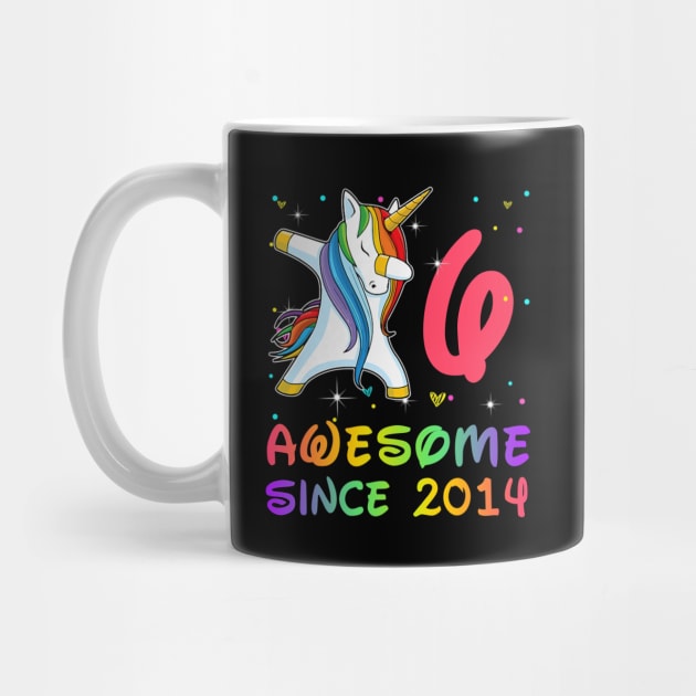 Awesome Since 2014 Birthday Unicorn Dabbing Gift 6 Years Old by Soema